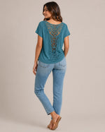 Women’s Short Sleeve Back Lace Panel Top