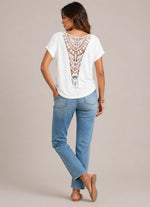 Women’s Short Sleeve Back Lace Panel Top