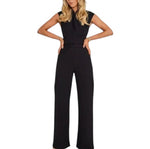 Women's Short Sleeve Collared Jumpsuit
