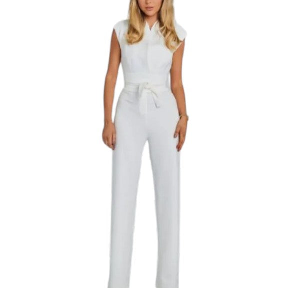 Women's Short Sleeve Collared Jumpsuit