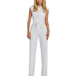 Women's Short Sleeve Collared Jumpsuit