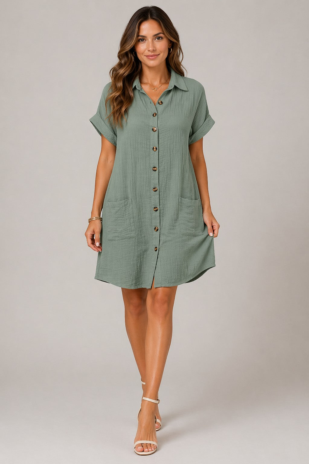 Women’s Short Sleeve Collared Mini Dress
