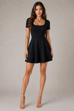 Women's Short Sleeve Fit Flare Mini Dress