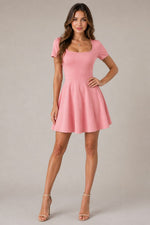 Women's Short Sleeve Fit Flare Mini Dress