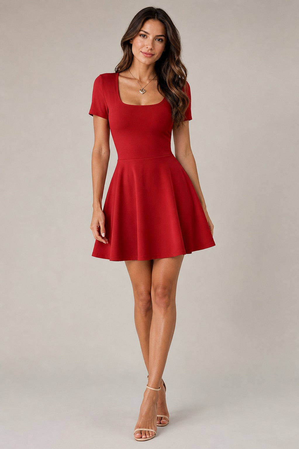 Women's Short Sleeve Fit Flare Mini Dress