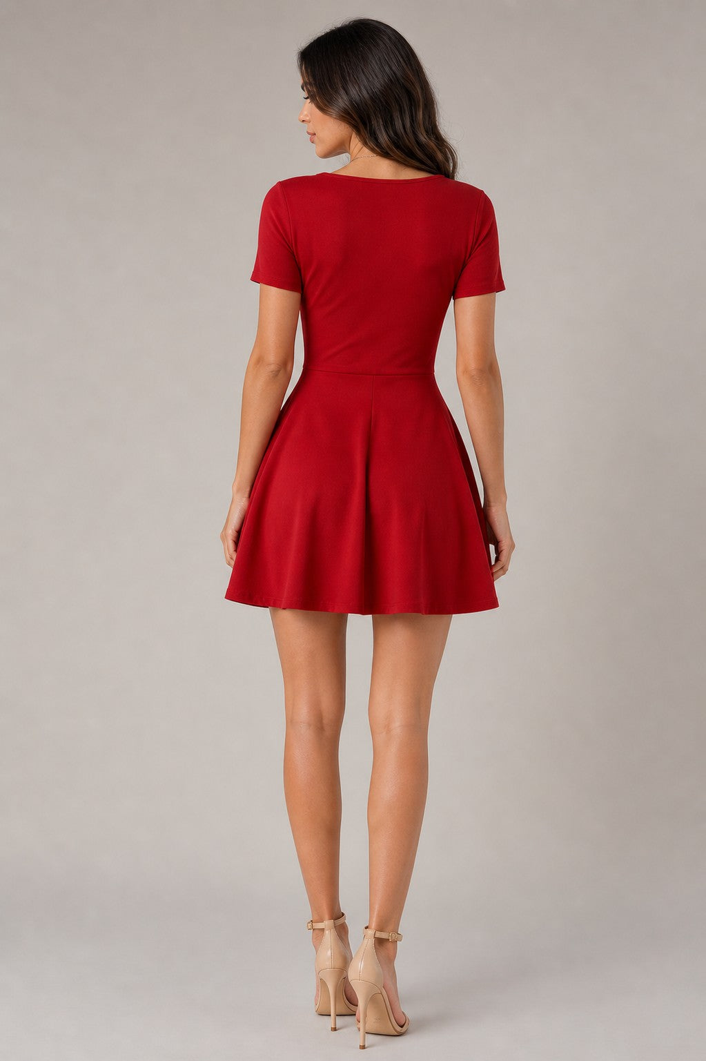 Women's Short Sleeve Fit Flare Mini Dress