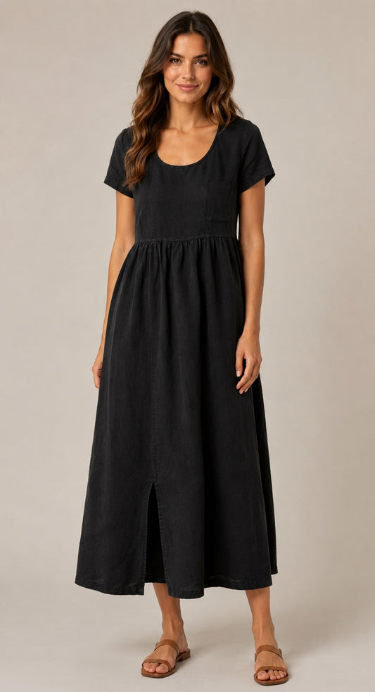 Women's Short Sleeve Pocket Midi Dress