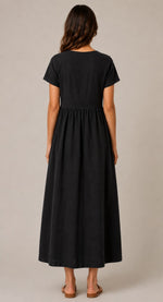 Women's Short Sleeve Pocket Midi Dress