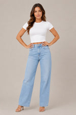 Women's Short Sleeve Round Neck Crop Top