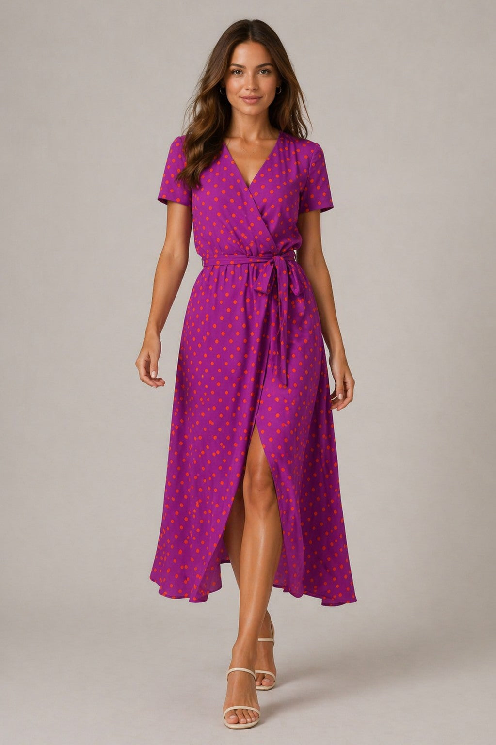 Women’s Short Sleeve Tie Waist Maxi Dress