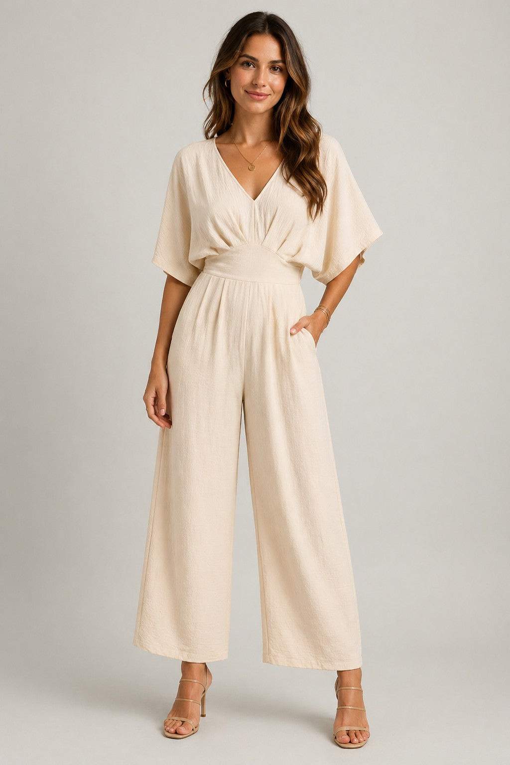 Women’s Short Sleeve V-Neck Jumpsuit