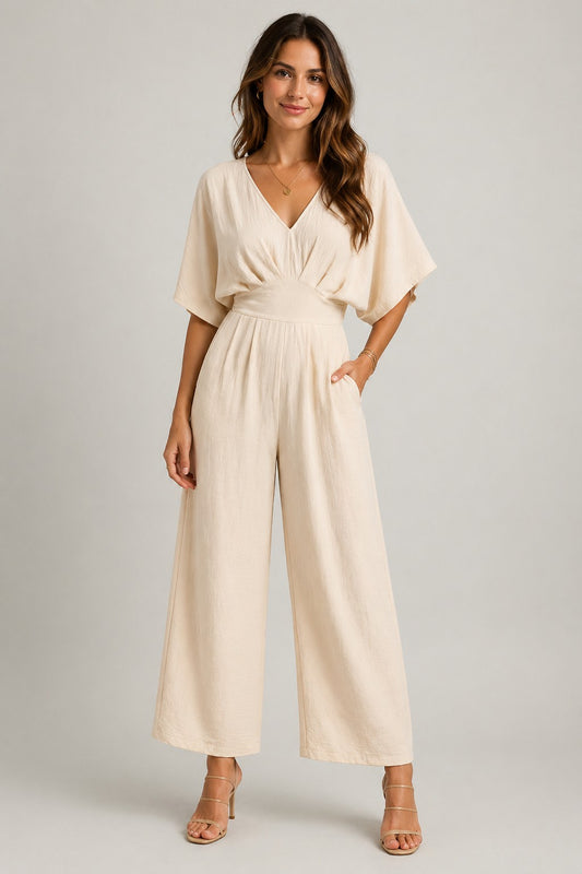 Women’s Short Sleeve V-Neck Jumpsuit