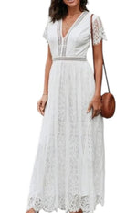 Women's Short Sleeve V-Neck Maxi Dress