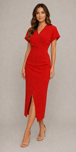 Women’s Short Sleeve V-Neck Midi Dress