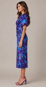 Women’s Short Sleeve V-Neck Printed Midi Dress