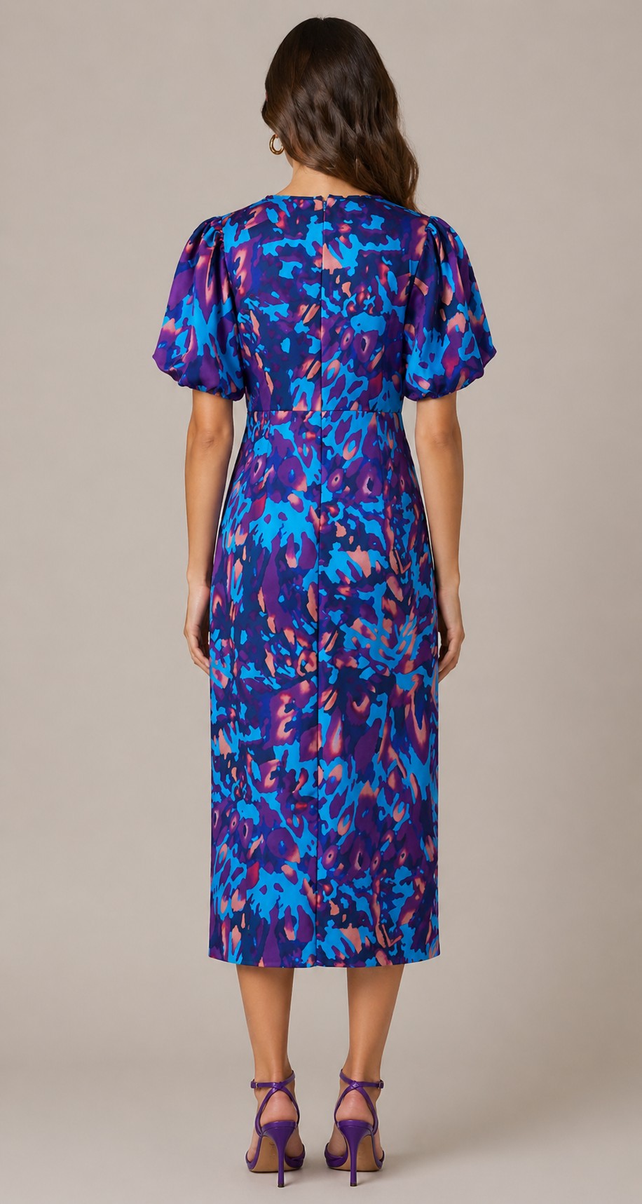 Women’s Short Sleeve V-Neck Printed Midi Dress