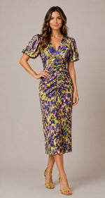 Women’s Short Sleeve V-Neck Printed Midi Dress