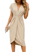 Women's Short Sleeve V-Neck Side Slit Dress