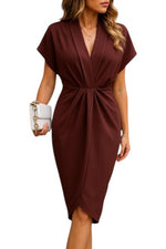Women's Short Sleeve V-Neck Side Slit Dress