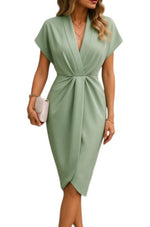 Women's Short Sleeve V-Neck Side Slit Dress