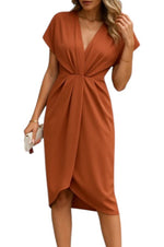 Women's Short Sleeve V-Neck Side Slit Dress