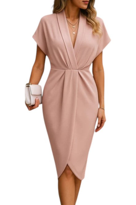 Women's Short Sleeve V-Neck Side Slit Dress