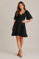 Women’s Short Sleeve Wrap Front Mini Dress