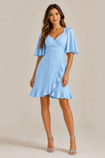 Women’s Short Sleeve Wrap Front Mini Dress