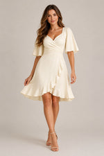 Women’s Short Sleeve Wrap Front Mini Dress