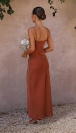Women's Side Slit Spaghetti Strap Maxi Dress