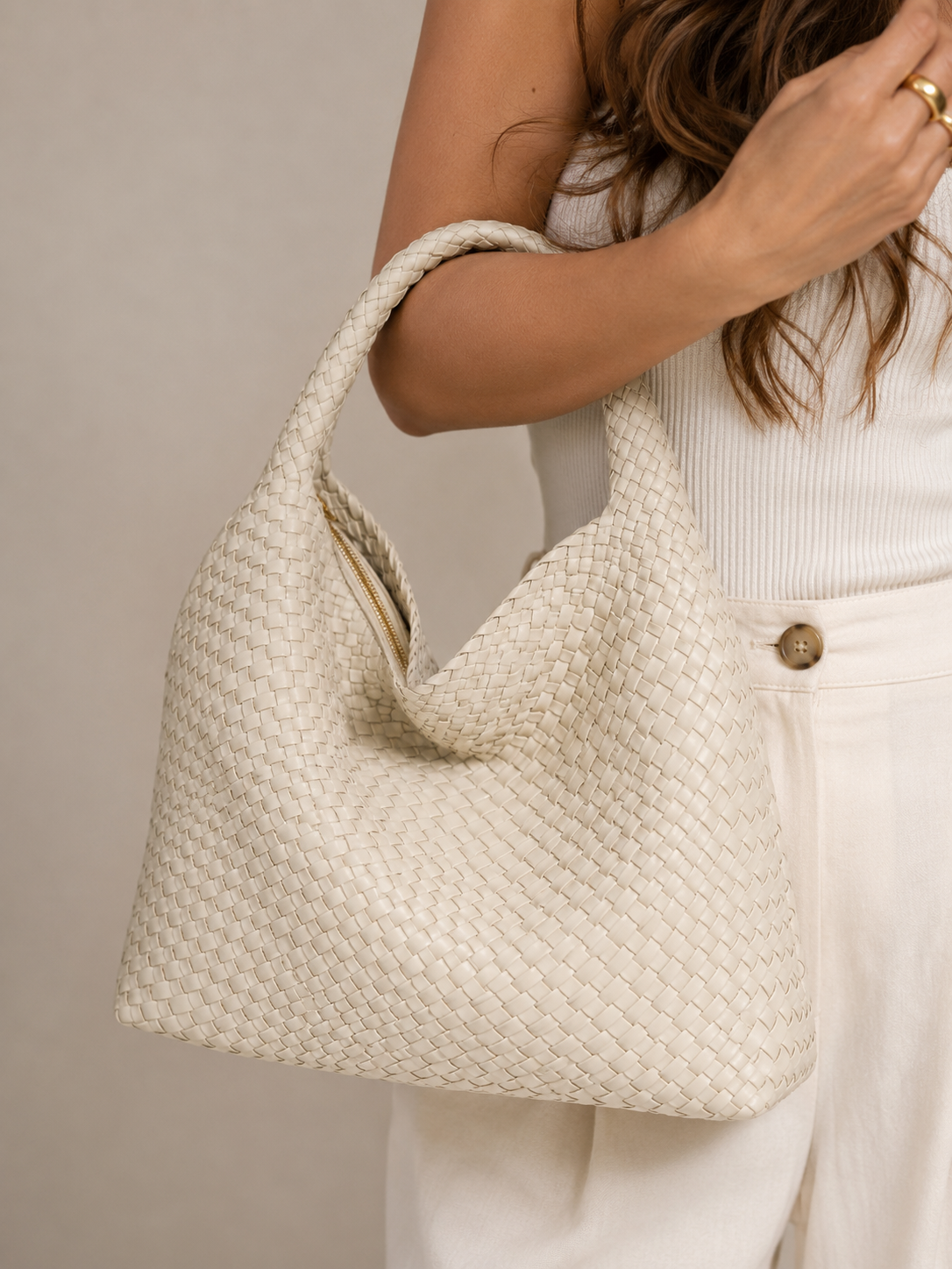 Woven Leather Hobo Bag for Women – Slouchy Shoulder Bag