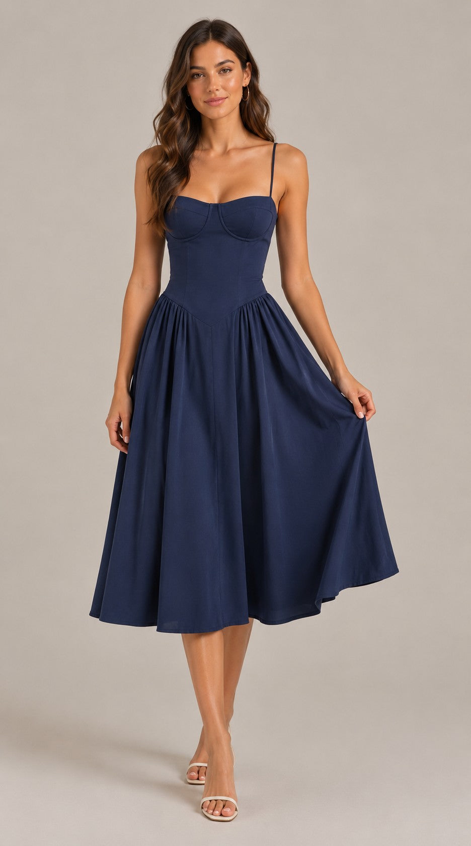 Women's Sleeveless Bustier Midi Dress