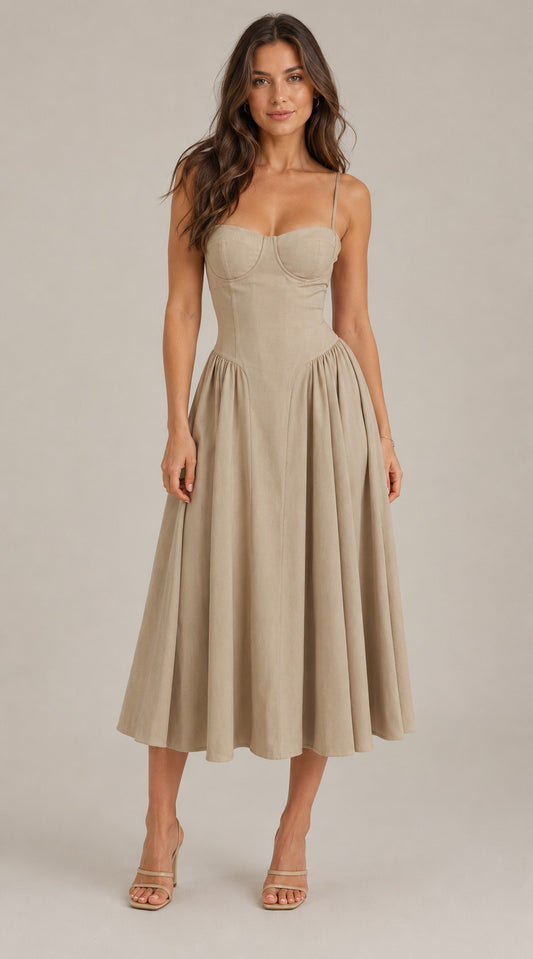 Women's Sleeveless Bustier Midi Dress