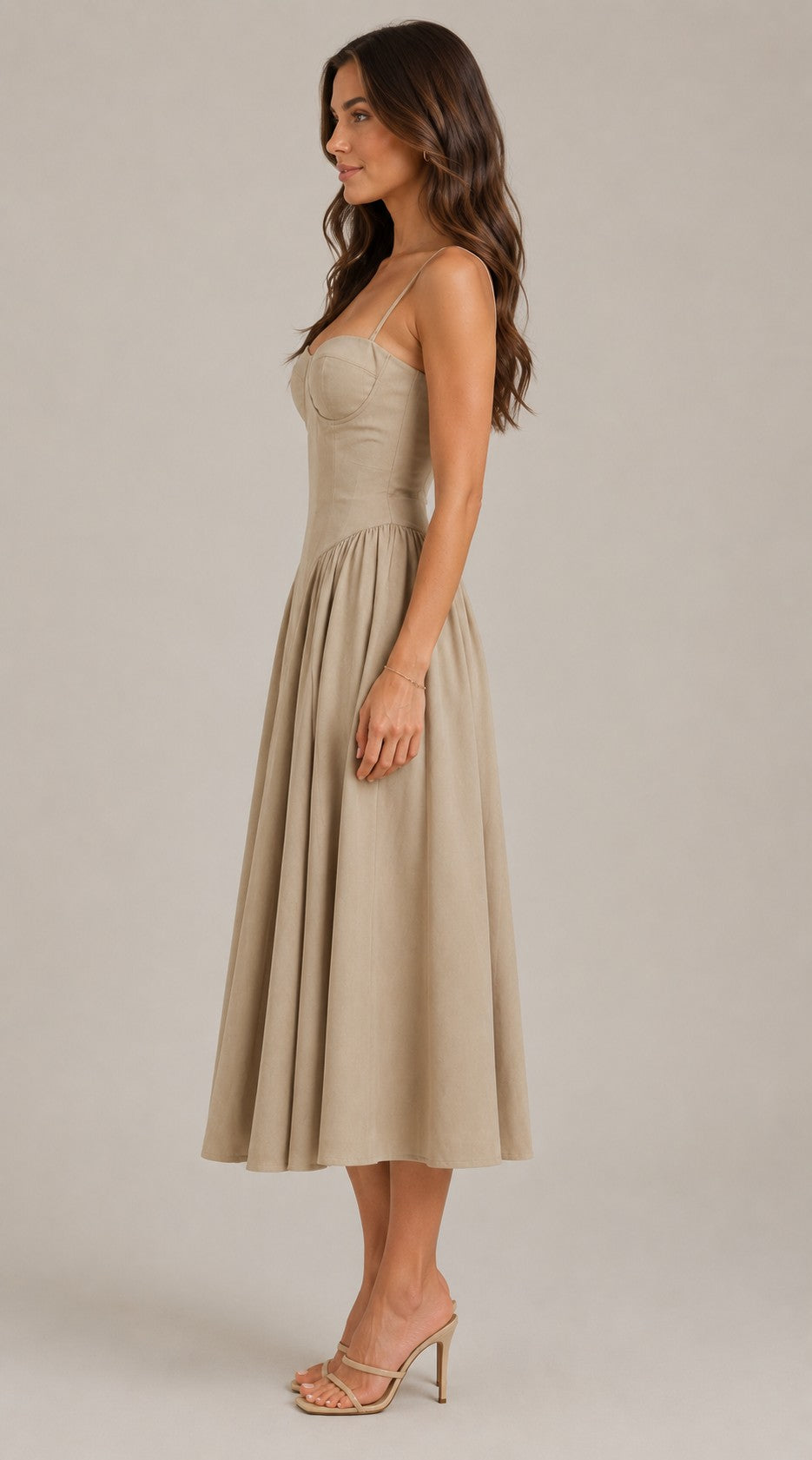 Women's Sleeveless Bustier Midi Dress