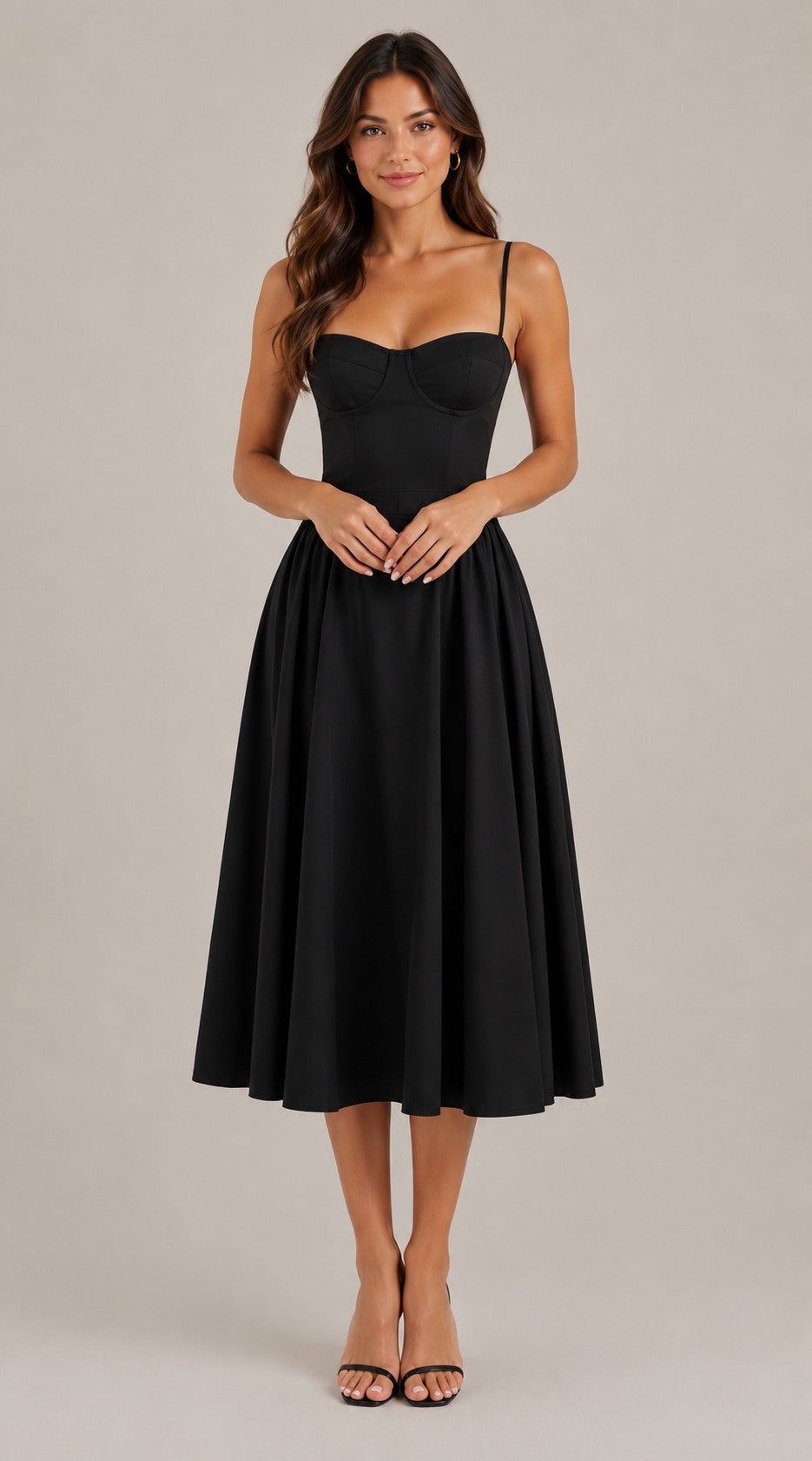 Women's Sleeveless Bustier Midi Dress