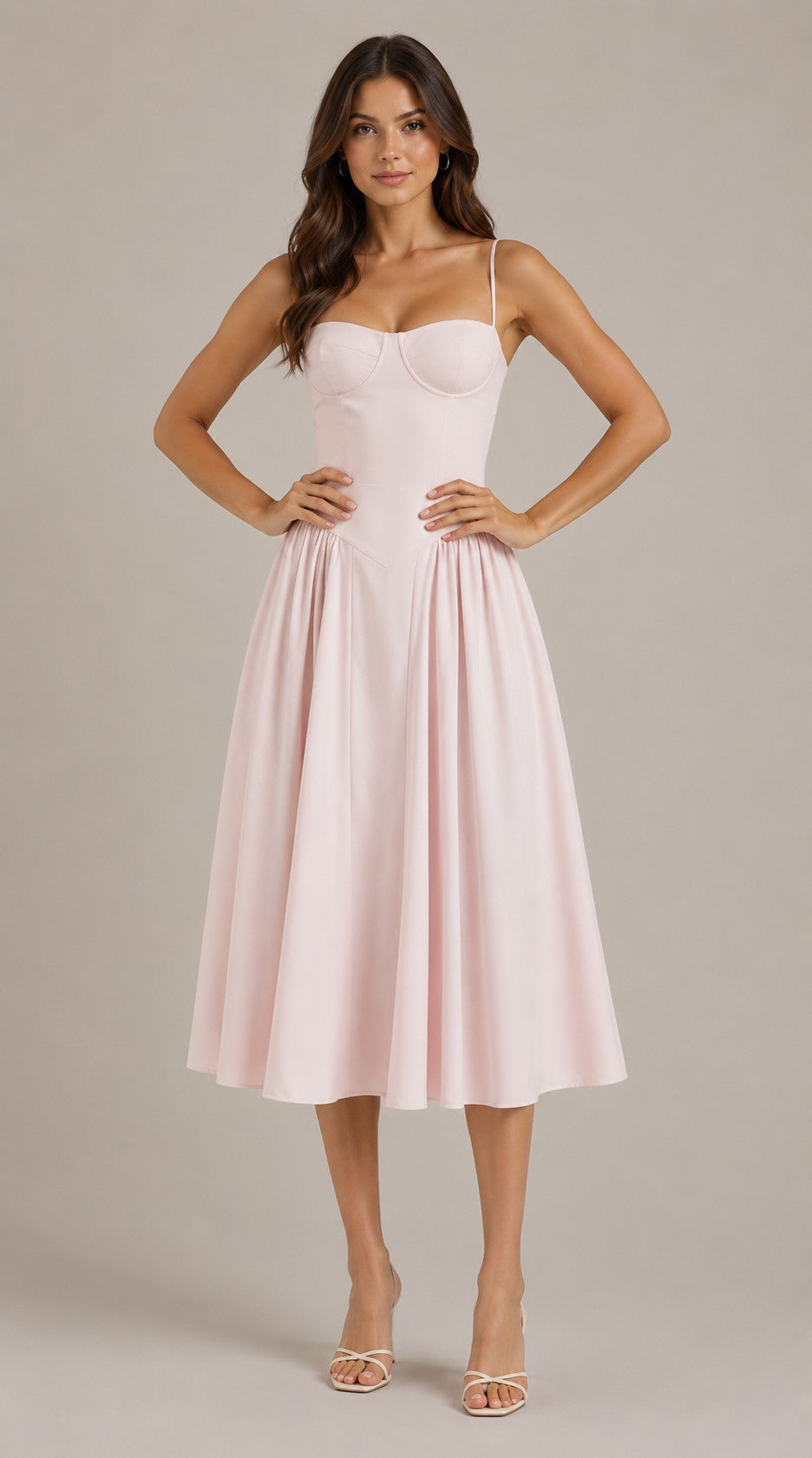 Women's Sleeveless Bustier Midi Dress