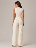 Women’s Sleeveless Button Front Vest Pants Suit