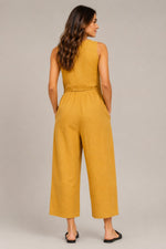 Women’s Sleeveless Button Placket Wide Leg Jumpsuit