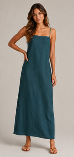 Women's Sleeveless Cotton Linen Maxi Dress