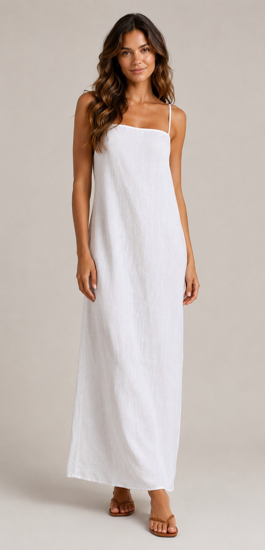 Women's Sleeveless Cotton Linen Maxi Dress