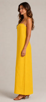 Women's Sleeveless Cotton Linen Maxi Dress