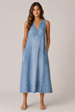 Women’s Sleeveless Denim Midi Dress