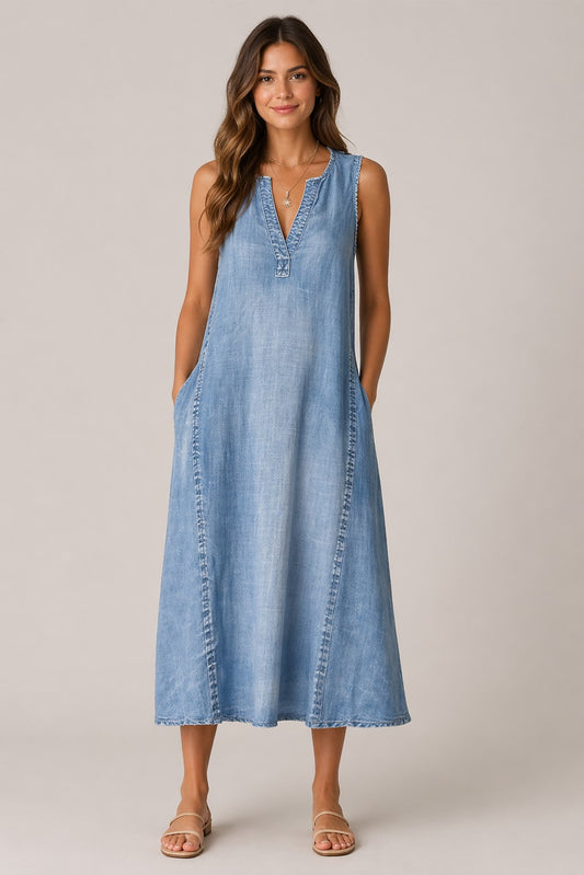 Women’s Sleeveless Denim Midi Dress