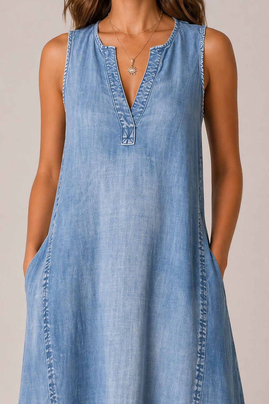Women’s Sleeveless Denim Midi Dress