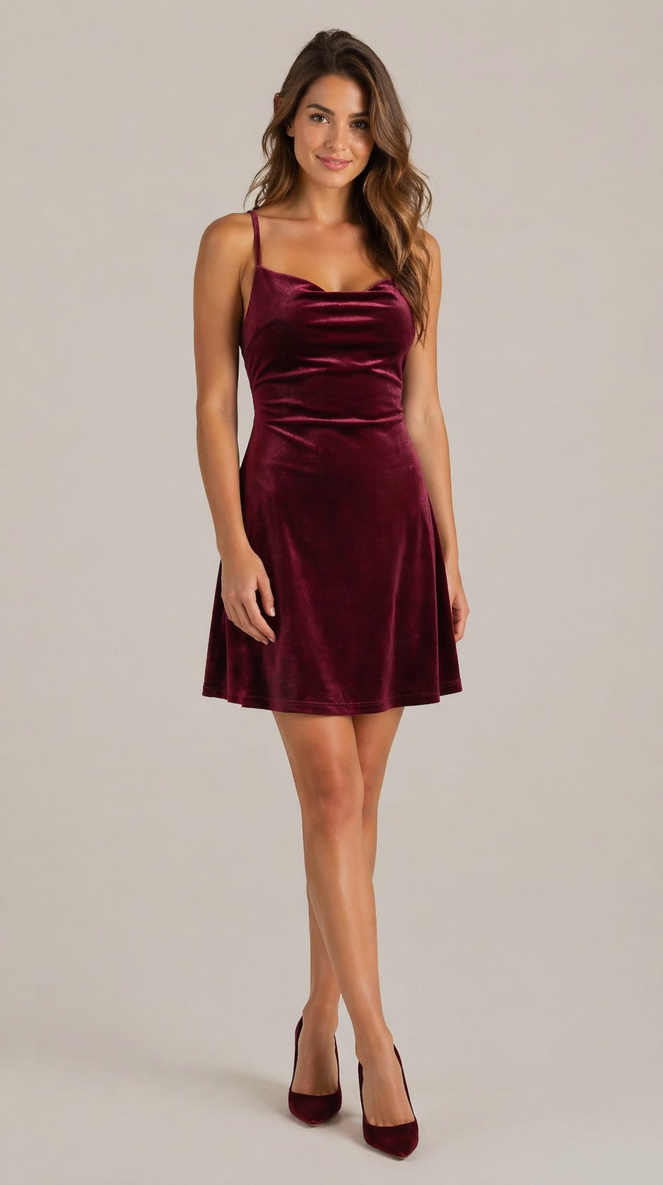 Women’s Sleeveless Draped Neckline Mini Dress