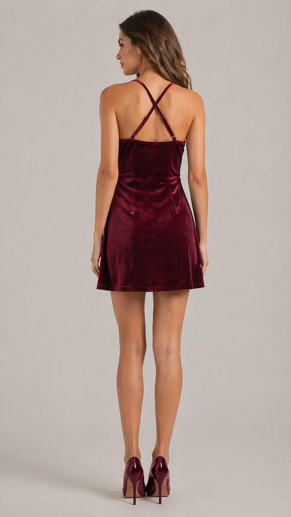 Women’s Sleeveless Draped Neckline Mini Dress