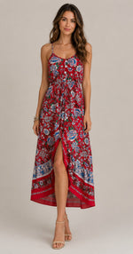 Women's Sleeveless Floral Print Midi Dress
