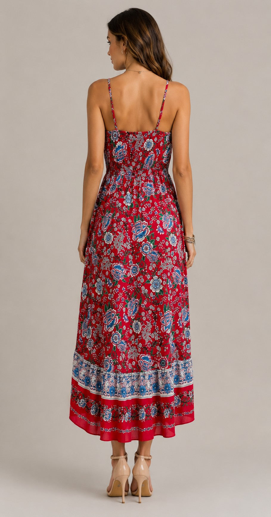 Women's Sleeveless Floral Print Midi Dress
