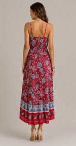 Women's Sleeveless Floral Print Midi Dress