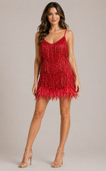 Women’s Sleeveless Fringe Detail Mini Dress